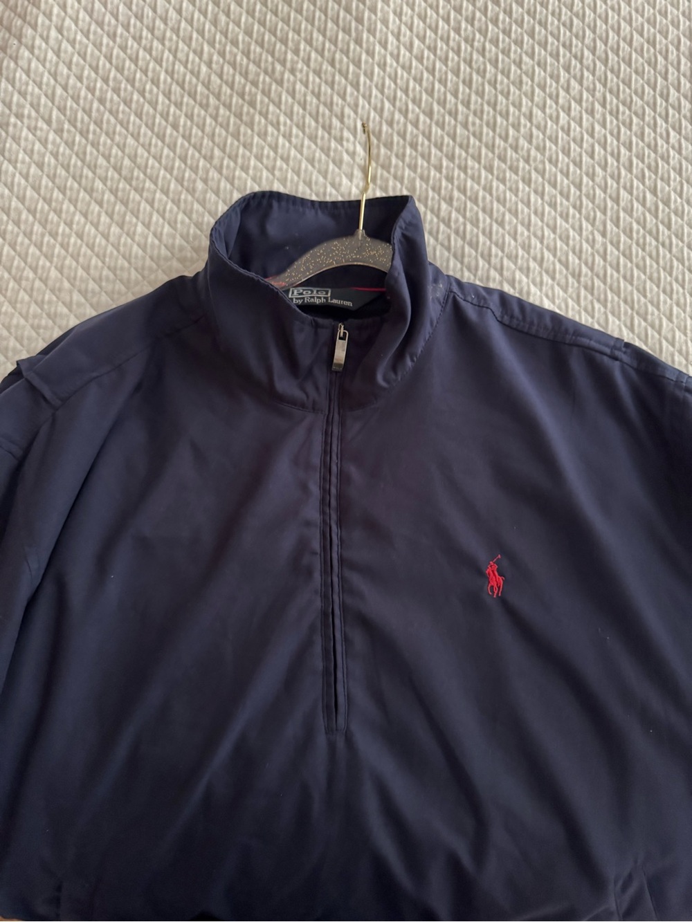 Ralph Lauren Navy Lightweight Quarter-Zip with Red Polo Logo